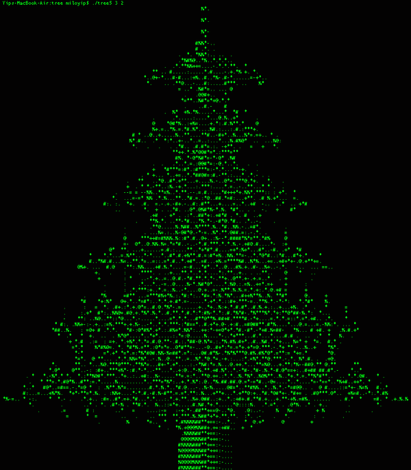 如何用c语言画一个圣诞树