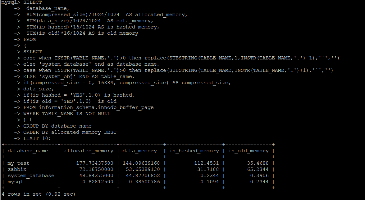 base_name, sum(compressed_size)/1024/1024 as allocated_memory