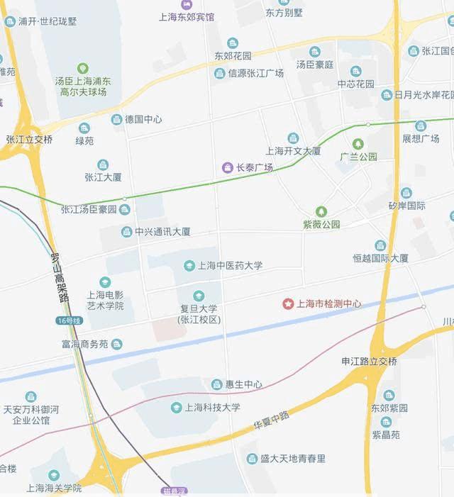 上海張江高科技園區位置(百度地圖)