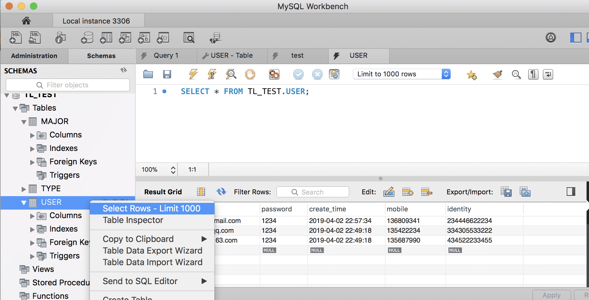 数据库:mysql workbench添加数据库,表格和数据